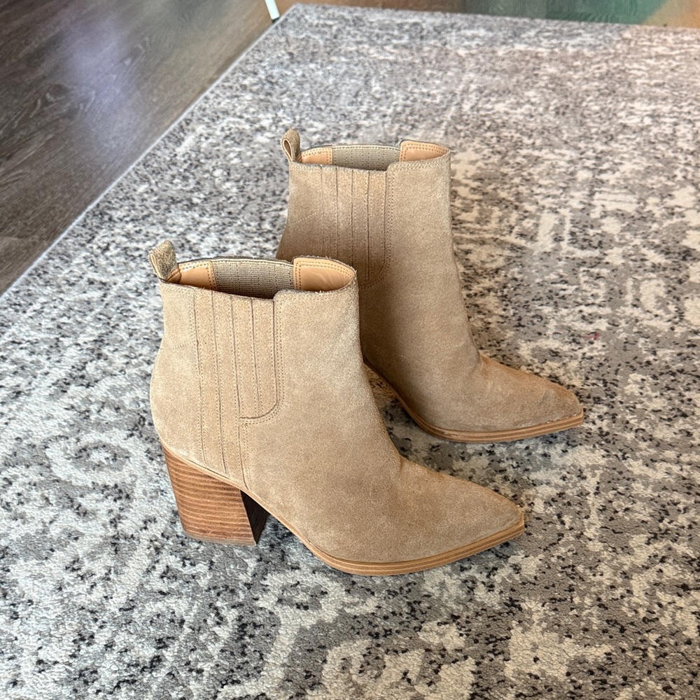 Marc Fisher Beige Suede Ankle Booties